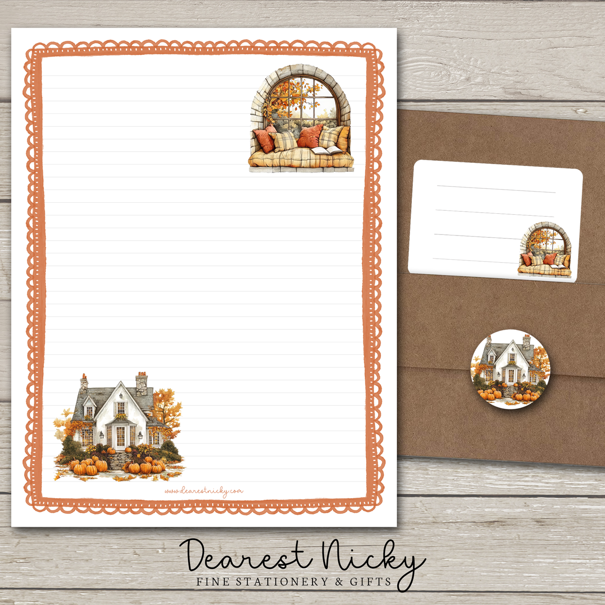 Autumn House Large Letter Writing Set - 8½ x 11