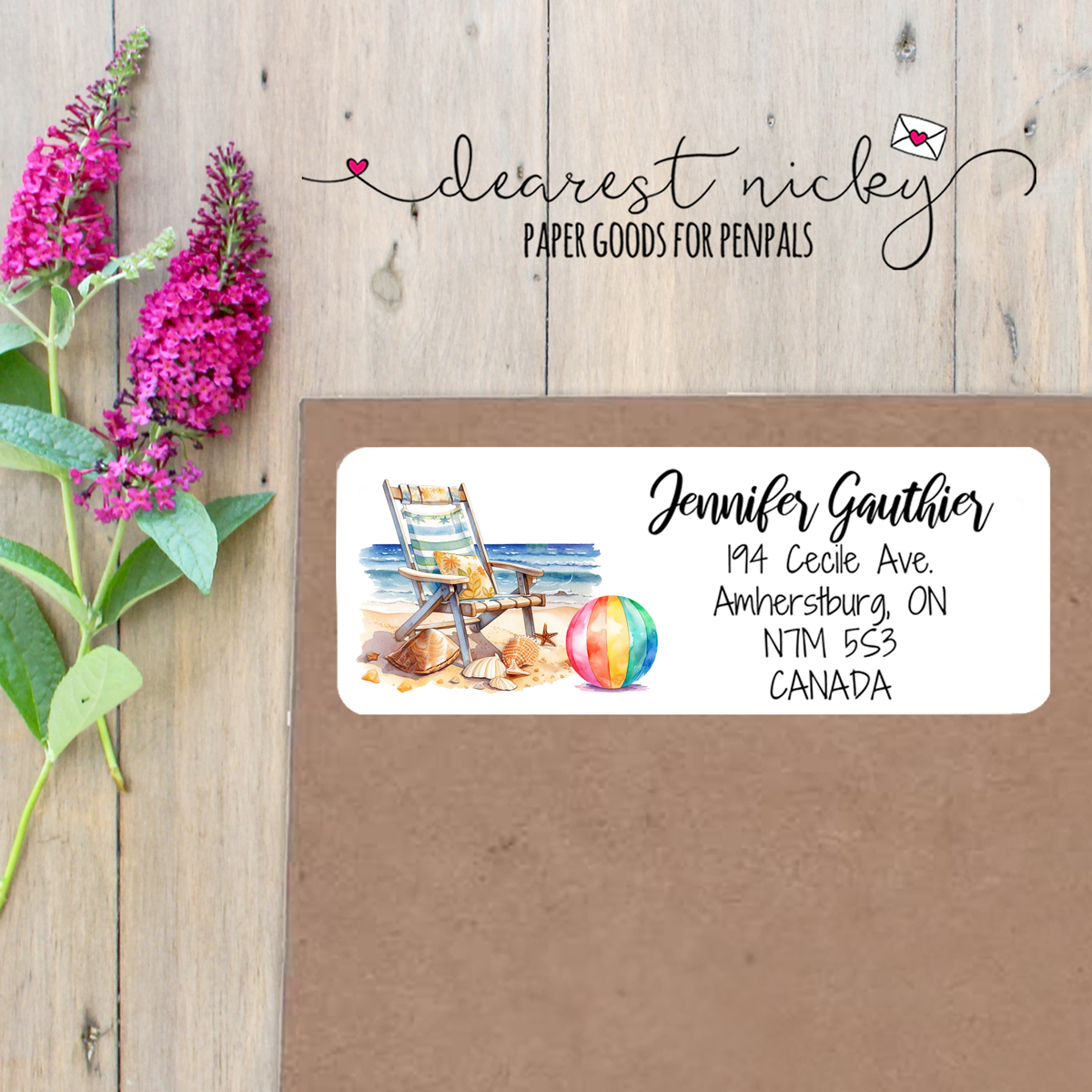 Beachtime Custom Return Address Labels Set of 30