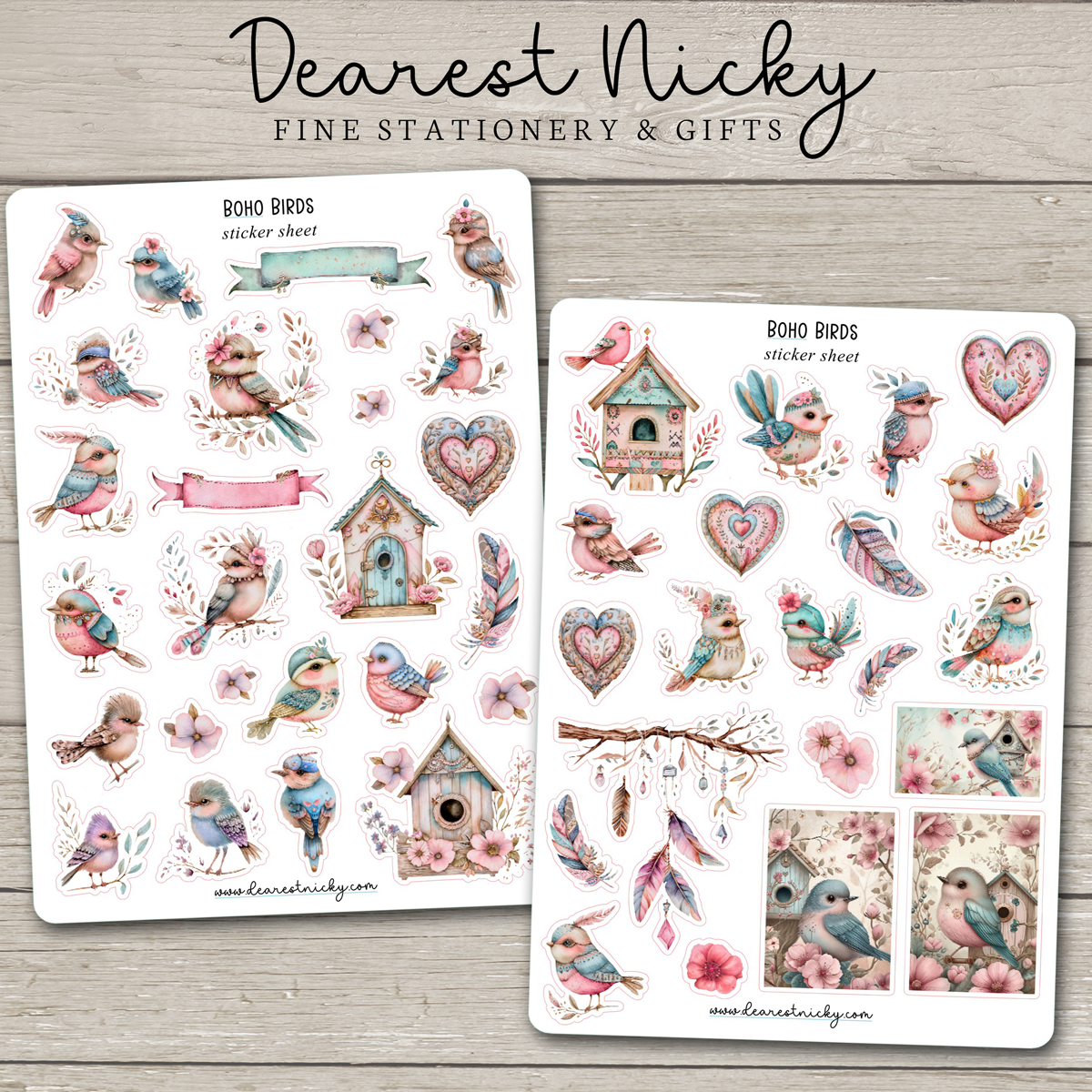 Boho Birds Stickers - 2 Sheets