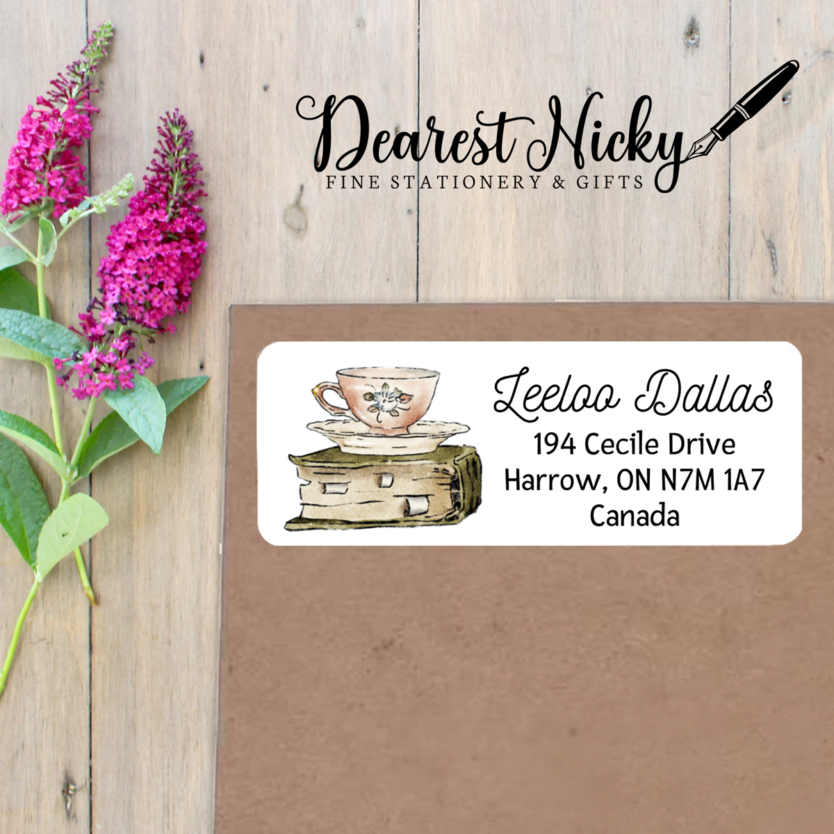 Books and Tea Custom Return Address Labels Set of 30