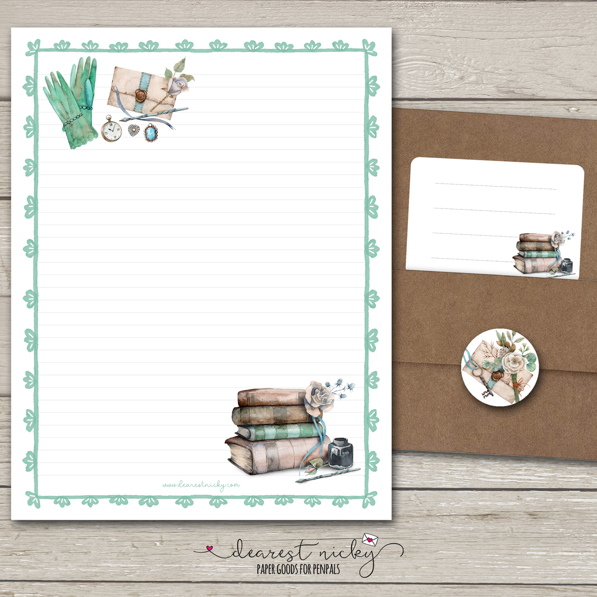 Books and Ink Large Letter Writing Set - 8½ x 11