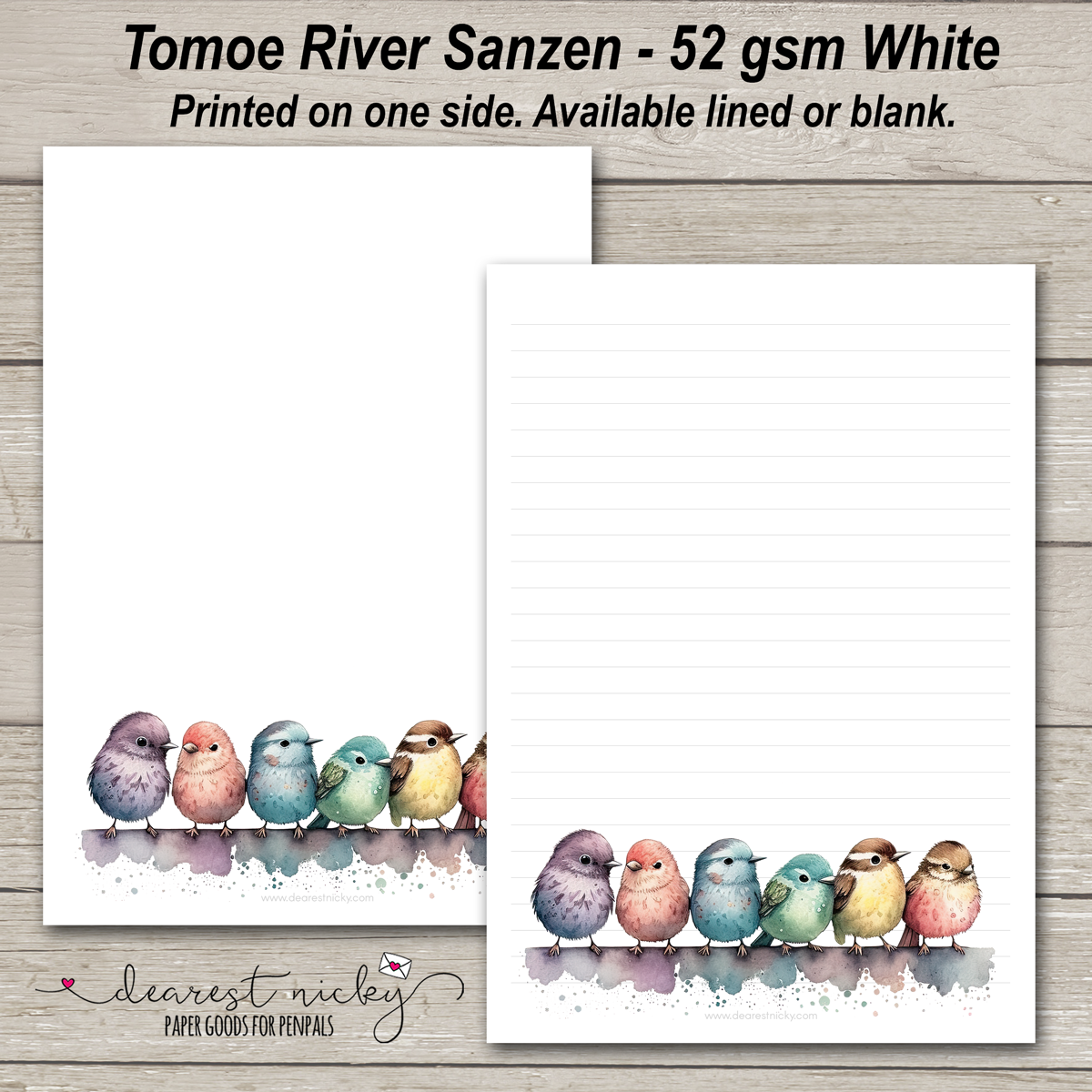 Colourful Sparrows Letter Writing Paper - 52 gsm Tomoe River Sanzen