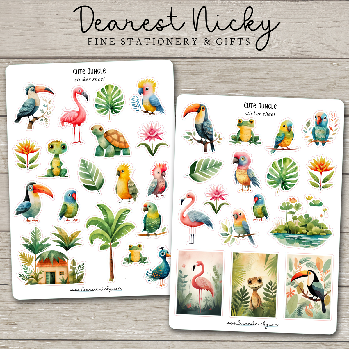 Cute Jungle Stickers - 2 Sheets