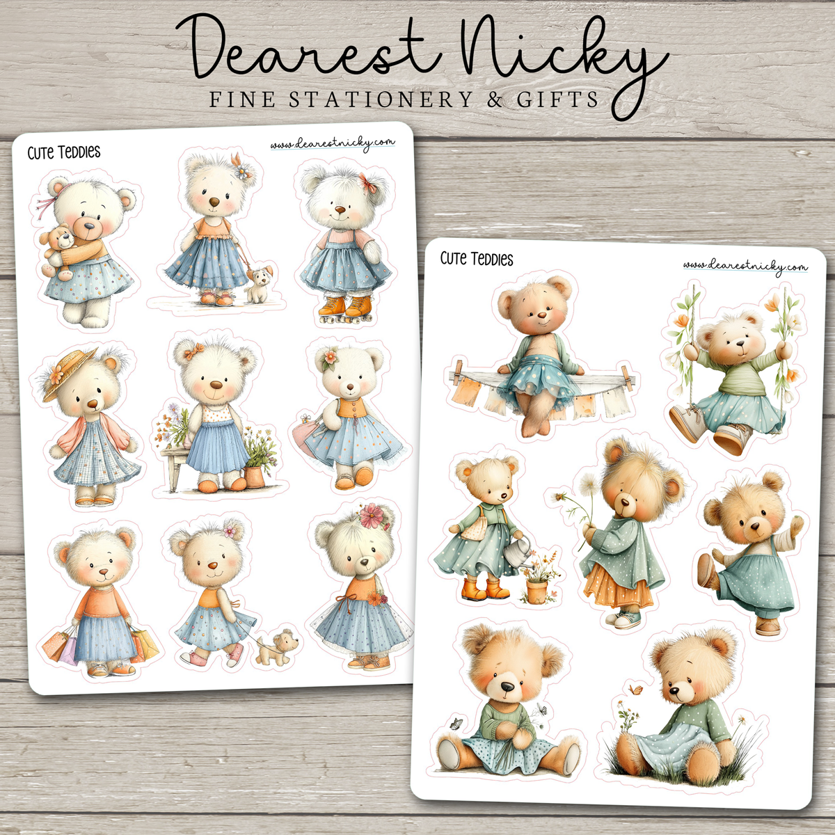 Cute Teddies Stickers - 2 Sheets
