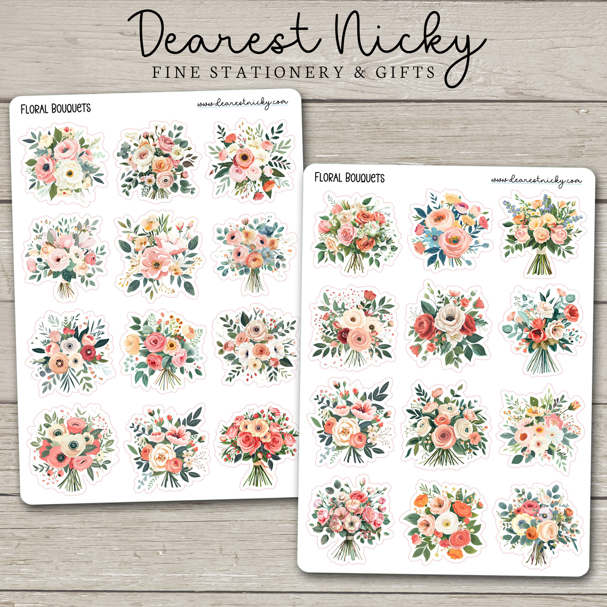 Floral Bouquets Stickers - 2 Sheets