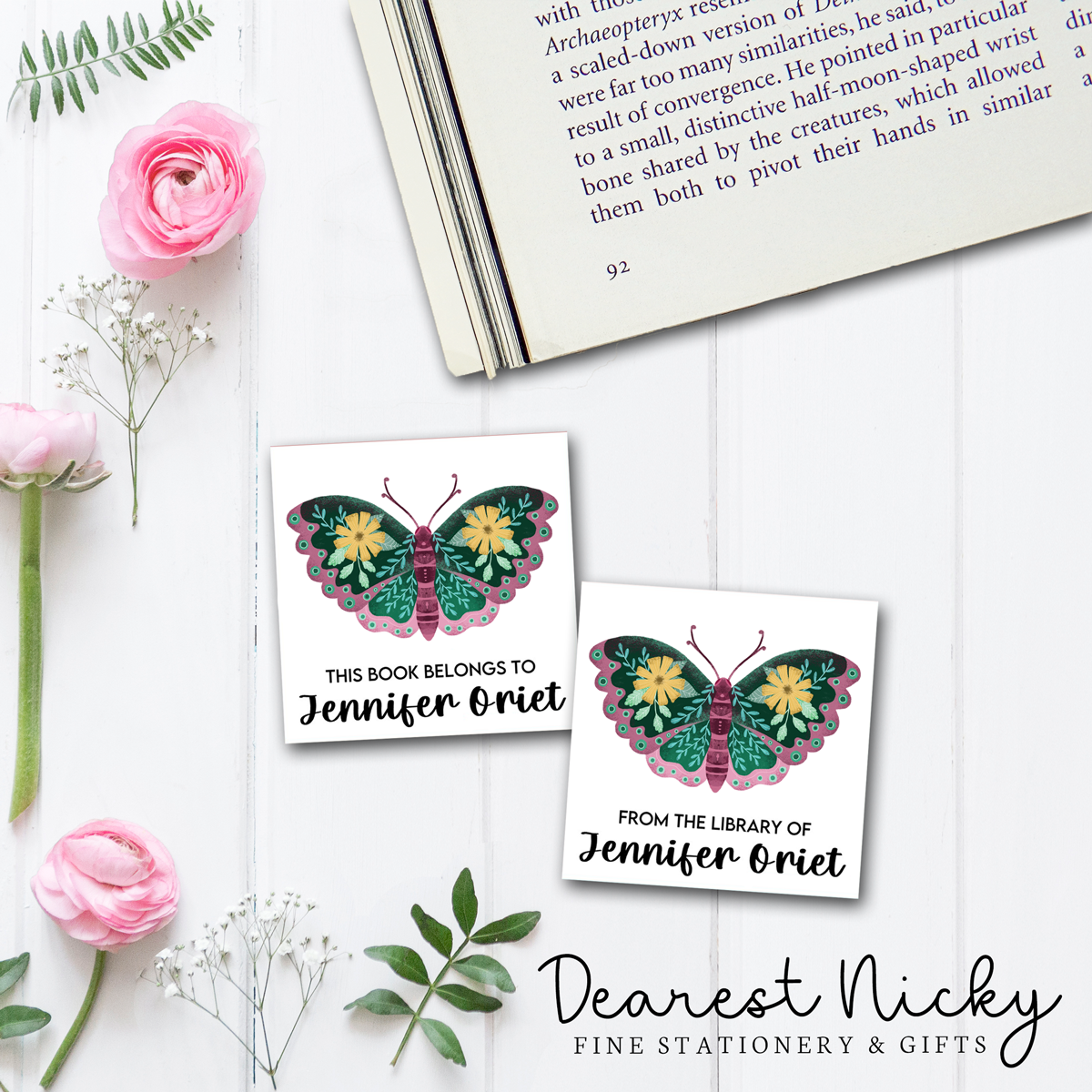 Floral Butterfly Personalized Bookplates