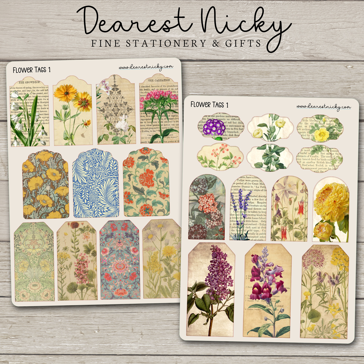 Flower Tags 1 Stickers - 2 Sheets