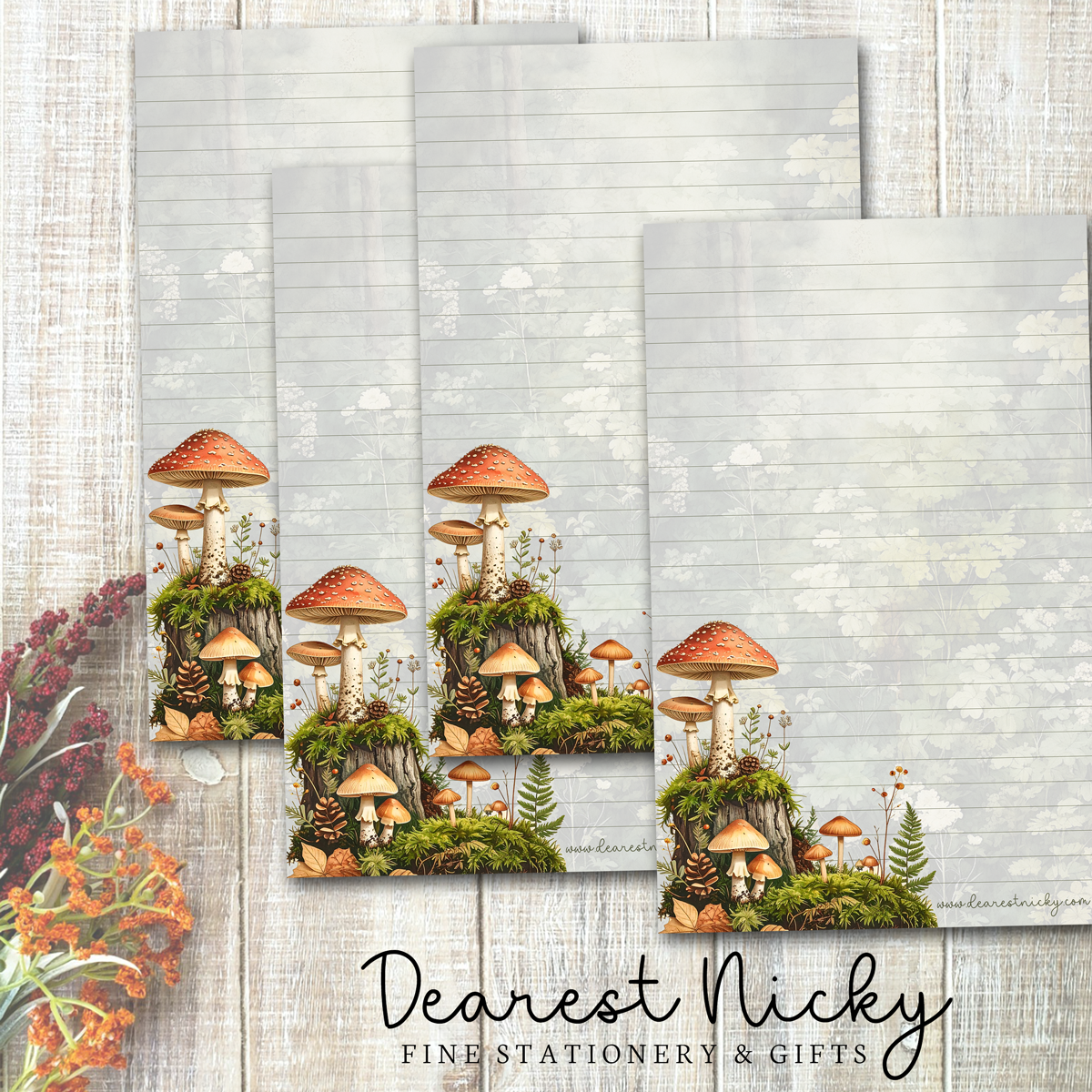Forest Mushrooms Letter Writing Paper