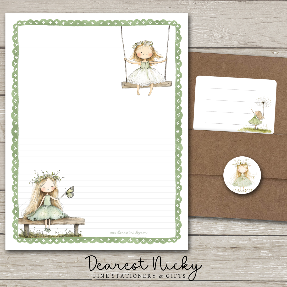 Garden Girl Large Letter Writing Set - 8½ x 11