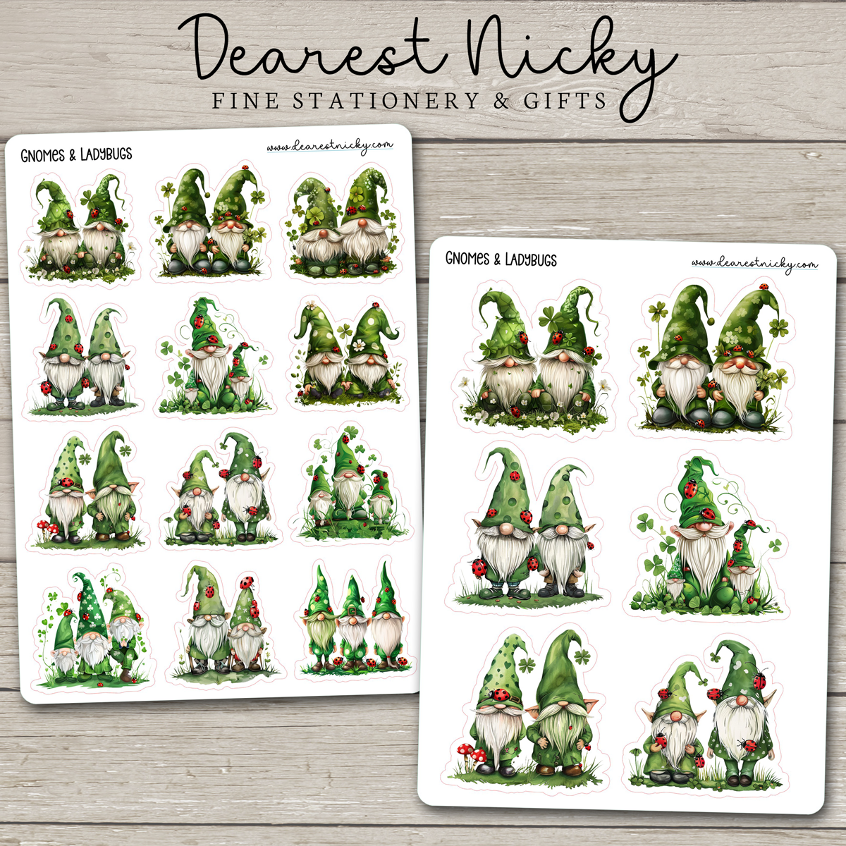 Gnomes & Ladybugs Stickers - 2 Sheets