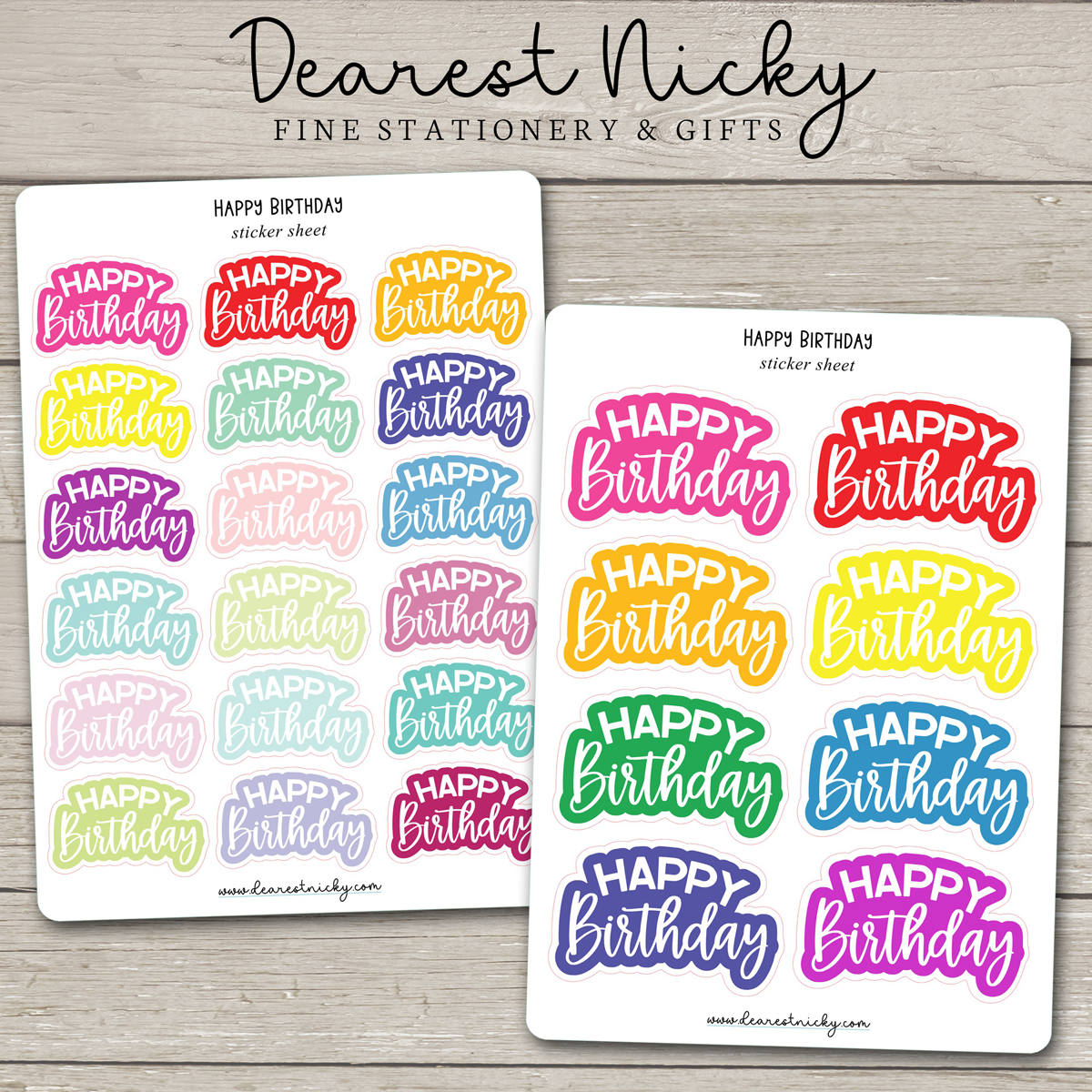 Happy Birthday Stickers - 2 Sheets