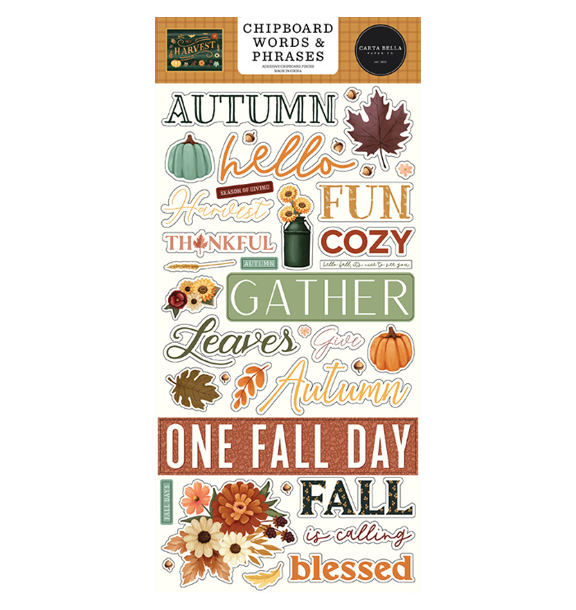 Carta Bella Paper Co. Harvest Chipboard Words & Phrases
