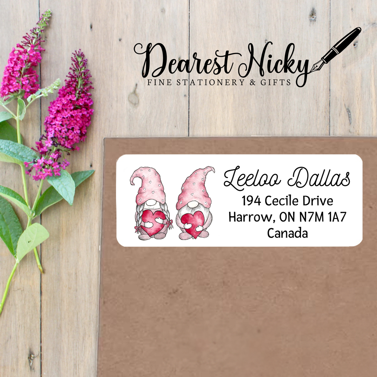 Heart Gnomes Custom Return Address Labels Set of 30