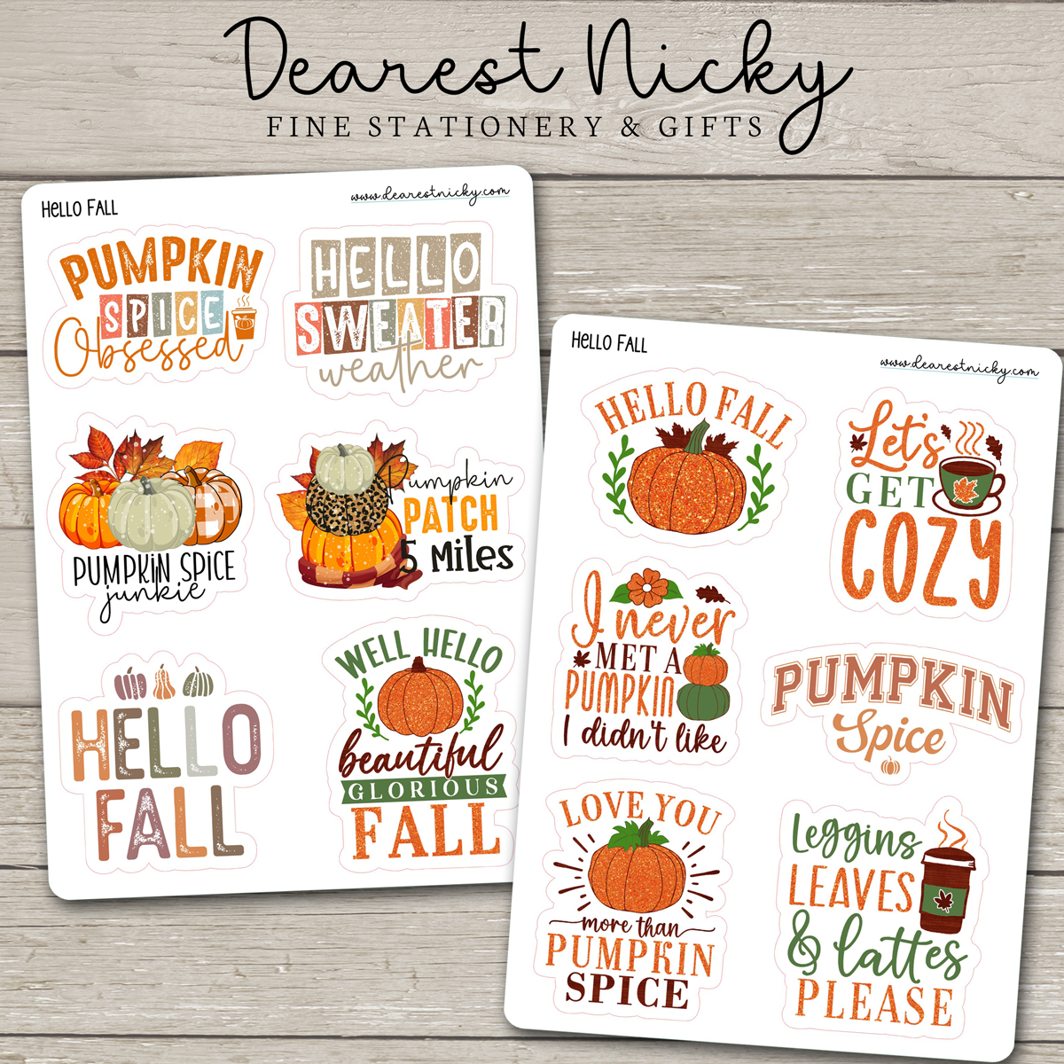 Hello Fall Stickers - 2 Sheets