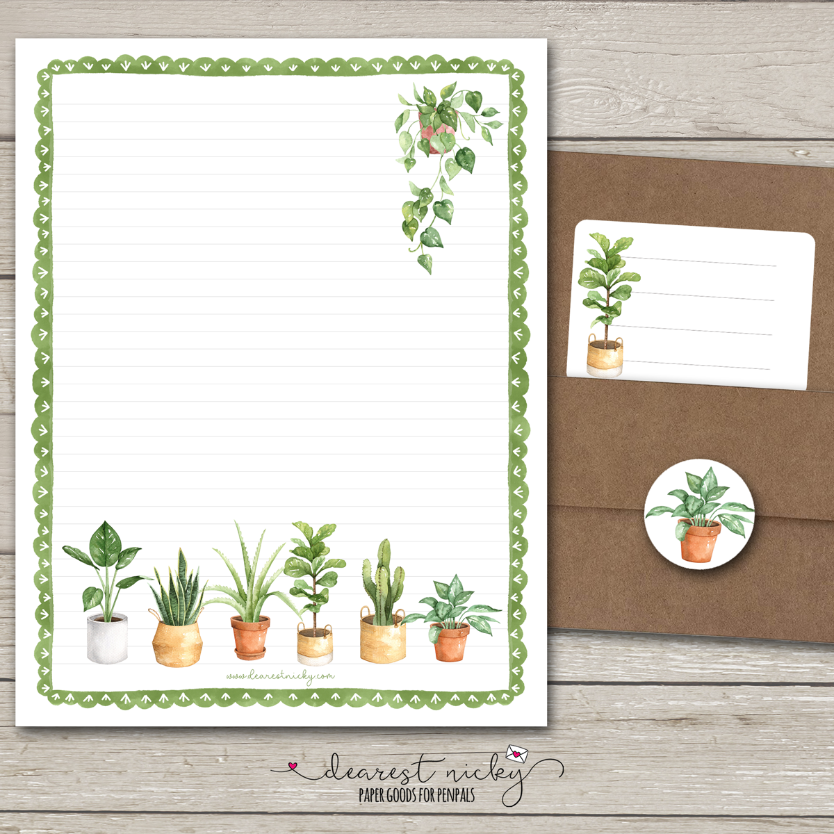 House Plants Large Letter Writing Set - 8½ x 11