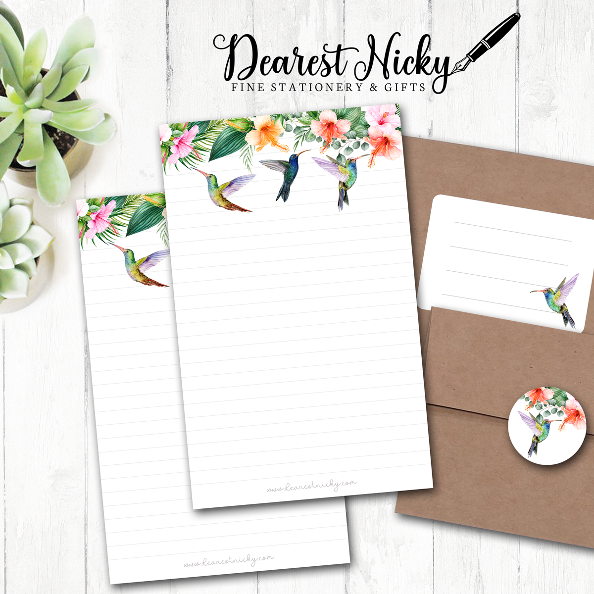 Hummingbirds & Hibiscus Letter Writing Set