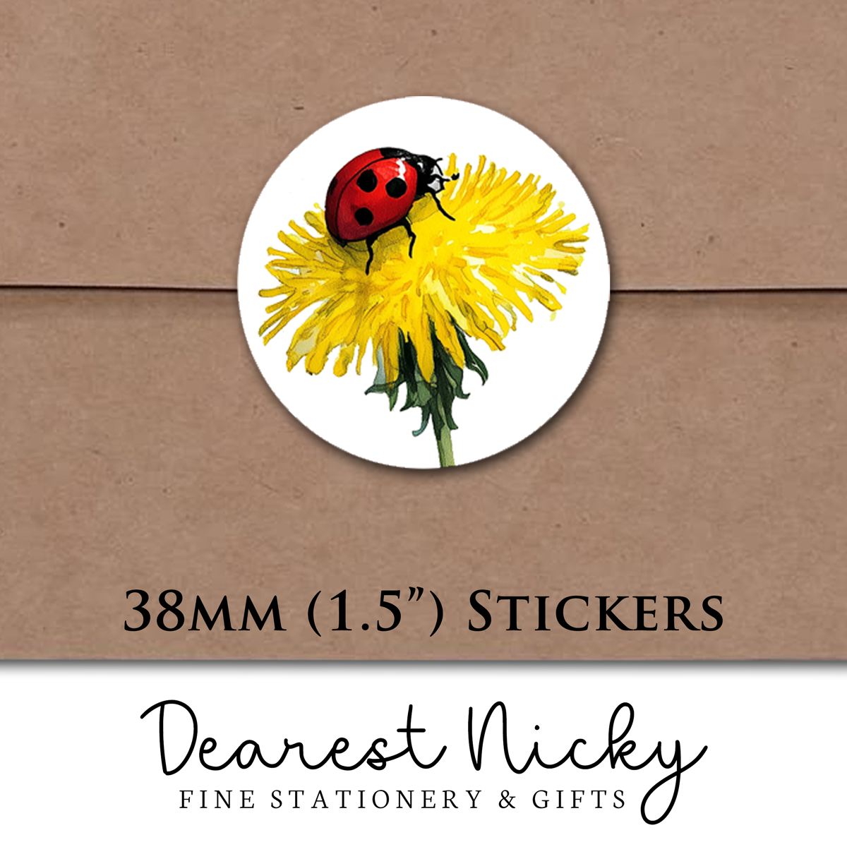 Ladybugs & Dandelions Envelope Seals - Set of 30 Stickers