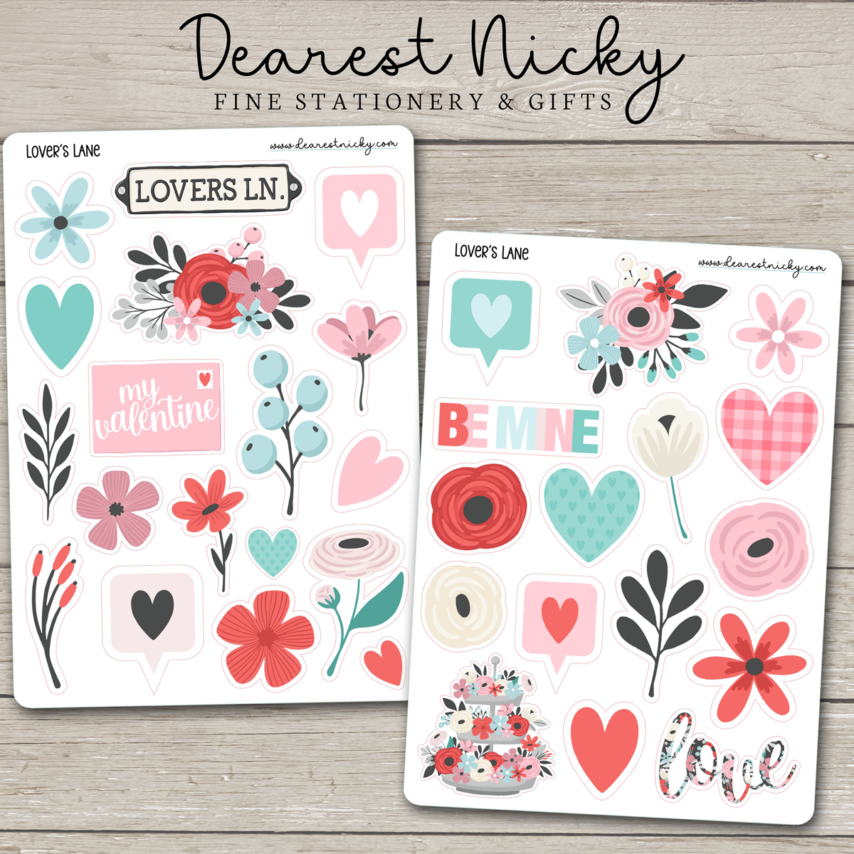 Lover's Lane Stickers - 2 Sheets