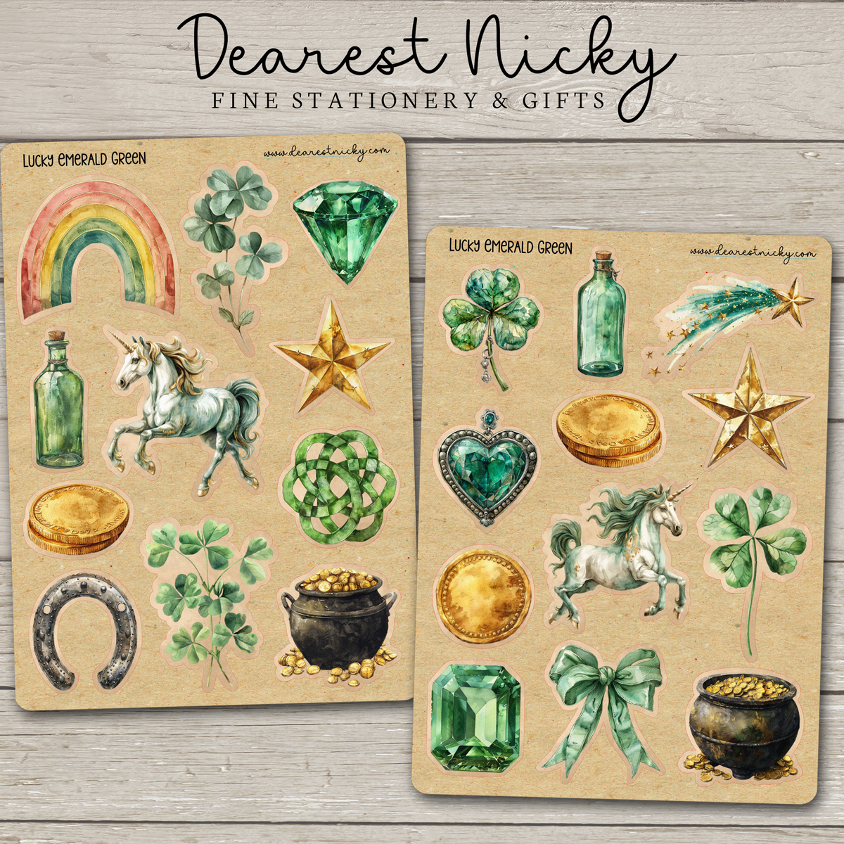 Lucky Emerald Green Stickers - 2 Sheets