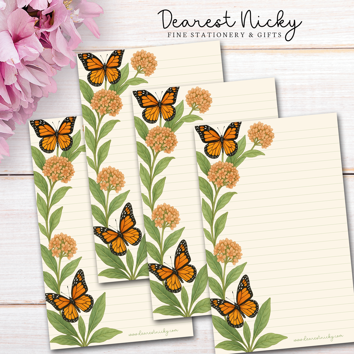 Monarchs & Milkweed Letter Writing Paper