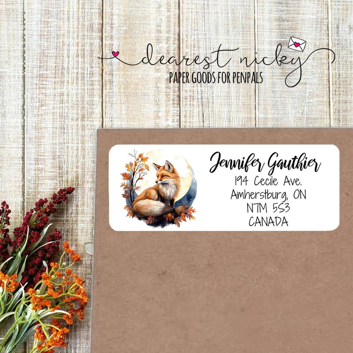 Owl & Fox 2 Custom Return Address Labels Set of 30