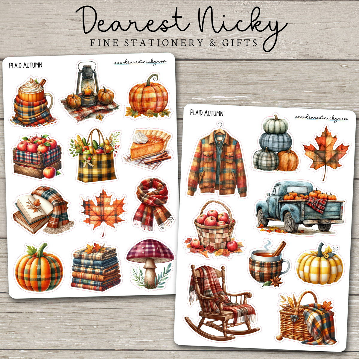 Plaid Autumn Stickers - 2 Sheets