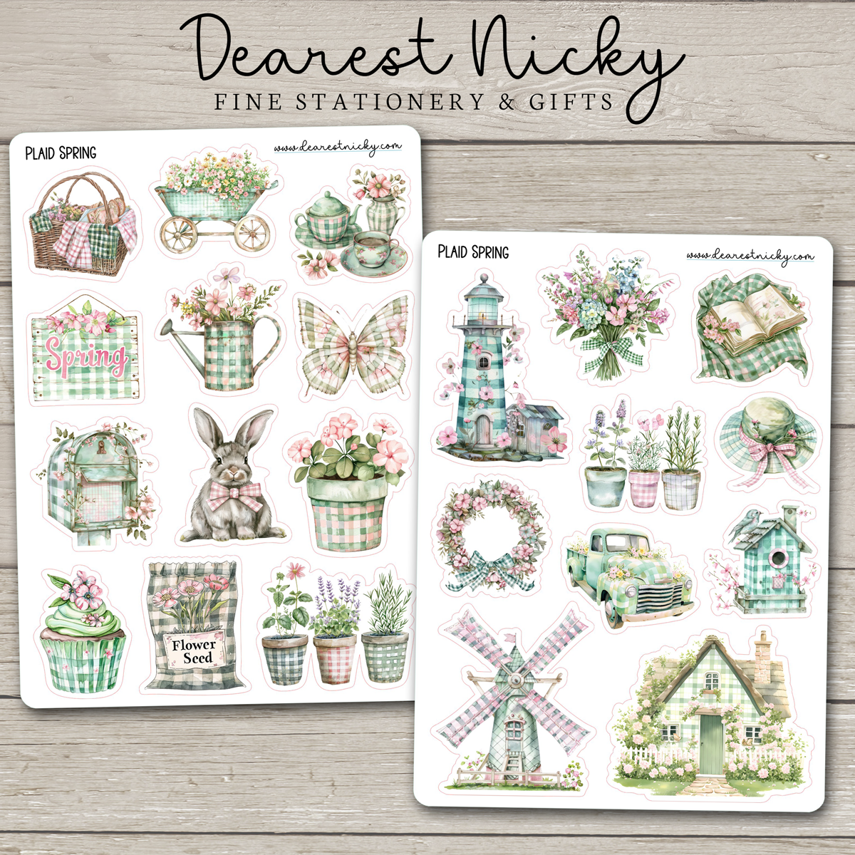 Plaid Spring Stickers - 2 Sheets