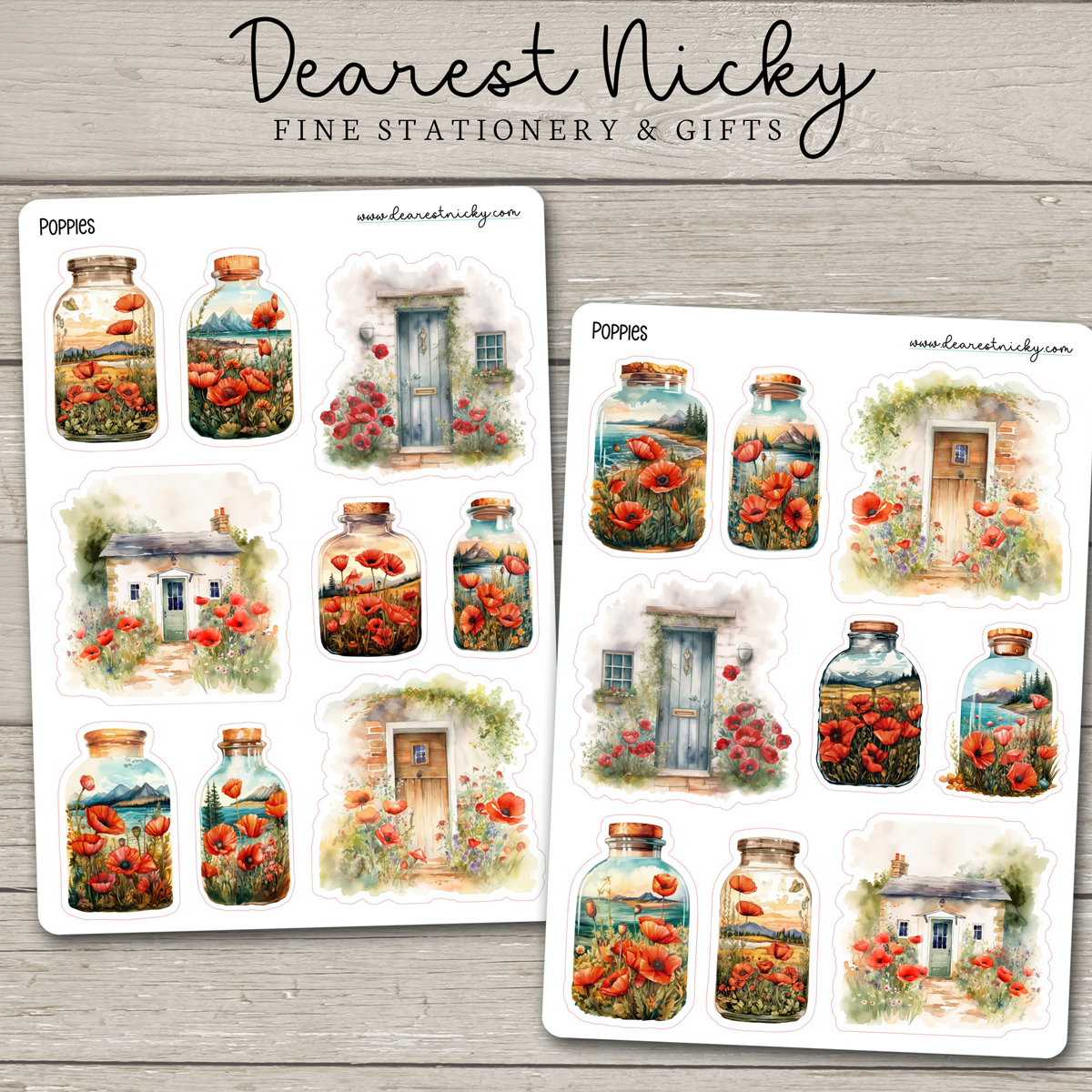 Poppies Stickers - 2 Sheets