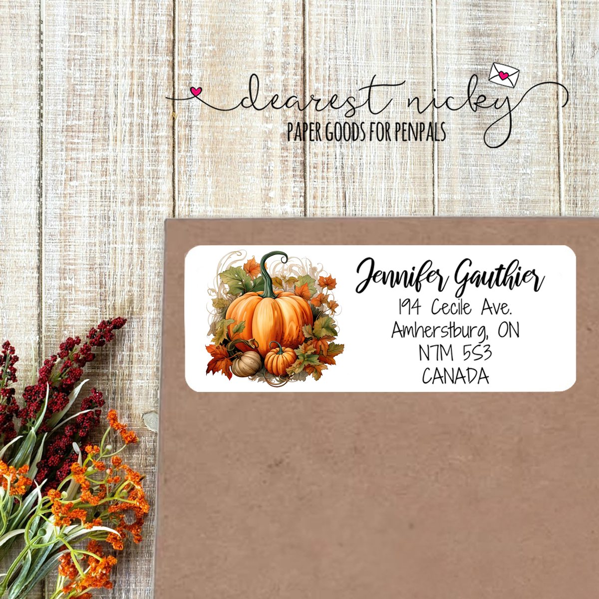 Pumpkin Patch Custom Return Address Labels Set of 30
