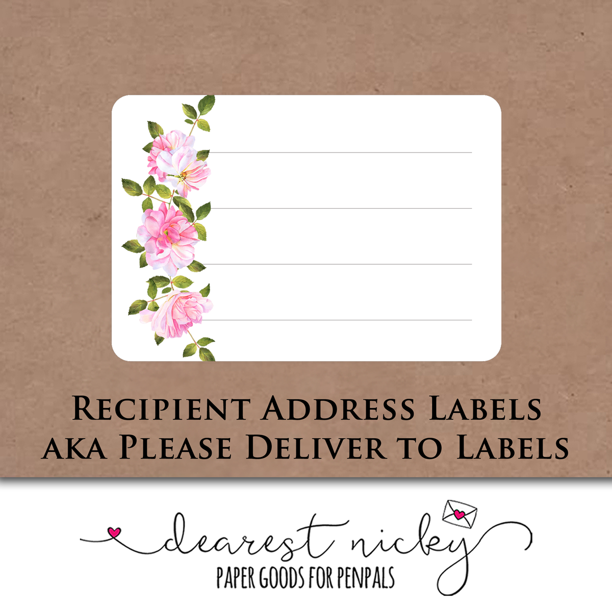 Roses Mailing Address Labels - Set of 16