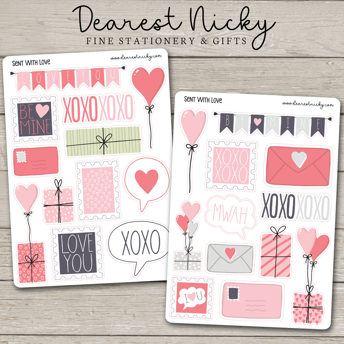 Sent With Love Stickers - 2 Sheets