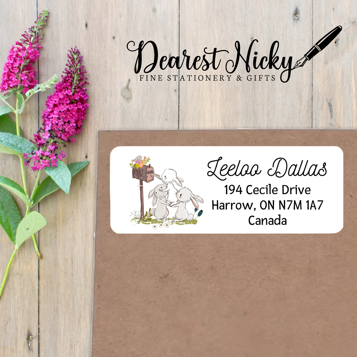 Snail Mail Bunnies Custom Return Address Labels Set of 30