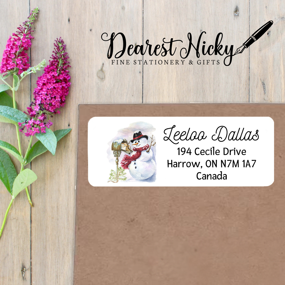 Snowman and Mailbox Custom Return Address Labels Set of 30