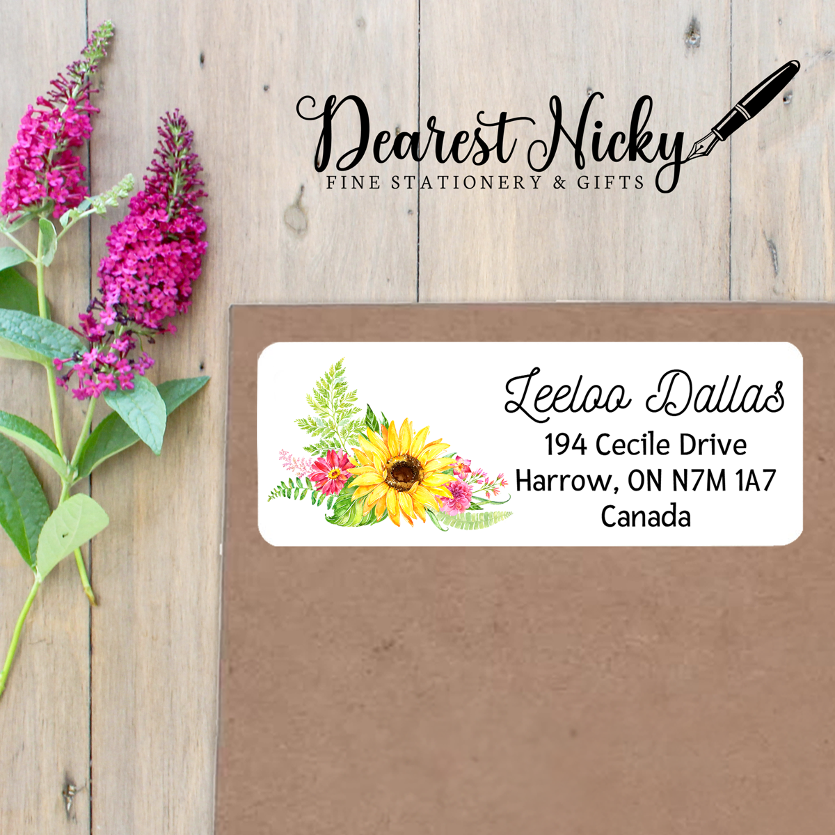 Sunbeams Sunflower Custom Return Address Labels Set of 30