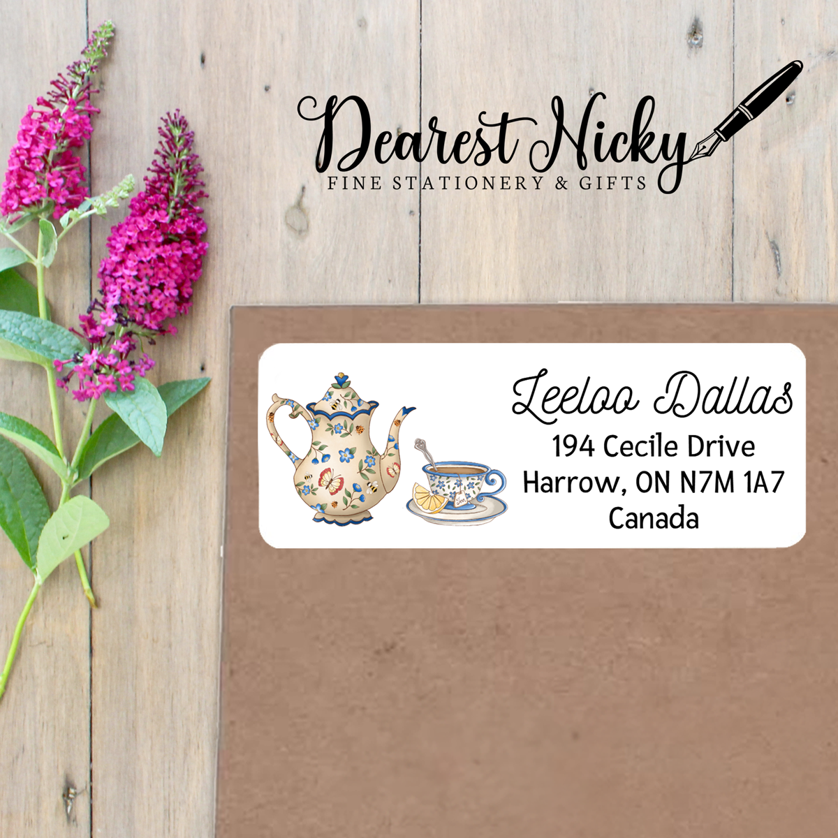Teapot Custom Return Address Labels Set of 30