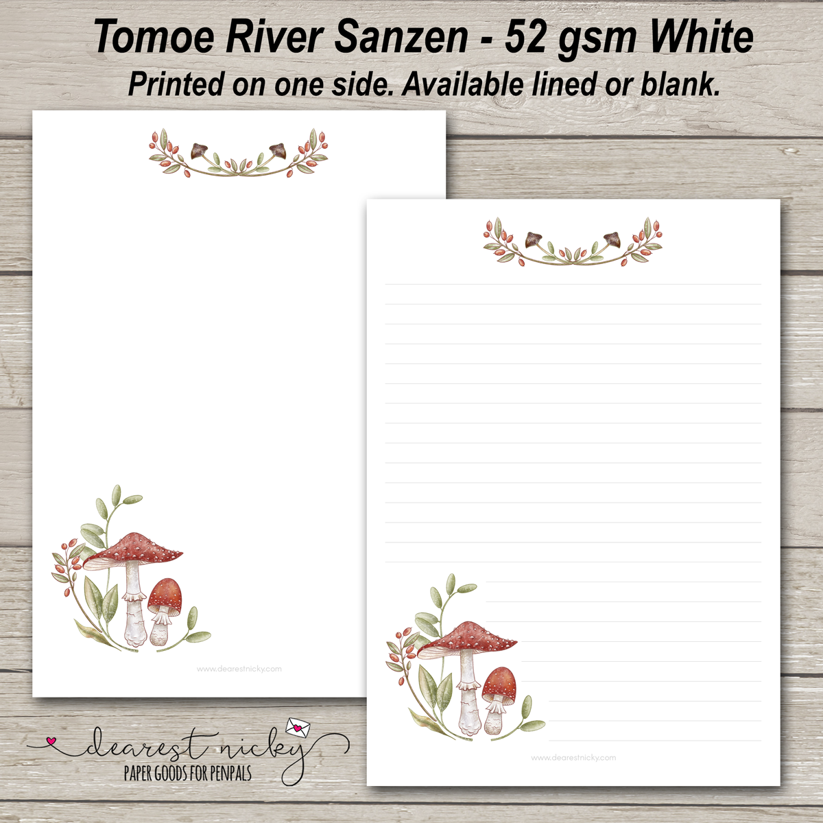 Toadstools Letter Writing Paper - 52 gsm Tomoe River Sanzen