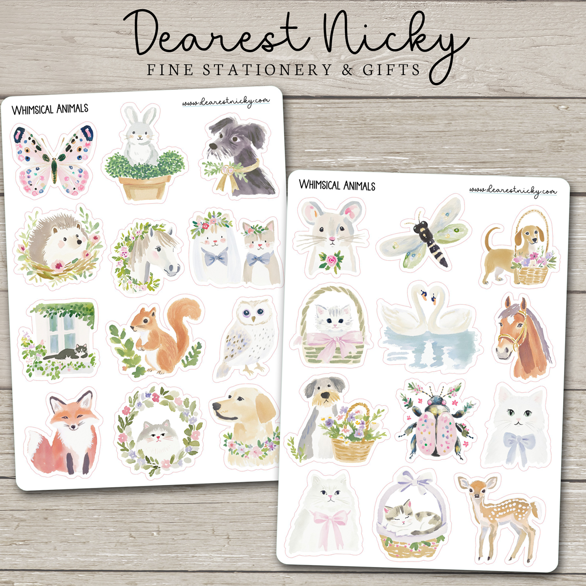 Whimsical Animals Stickers - 2 Sheets