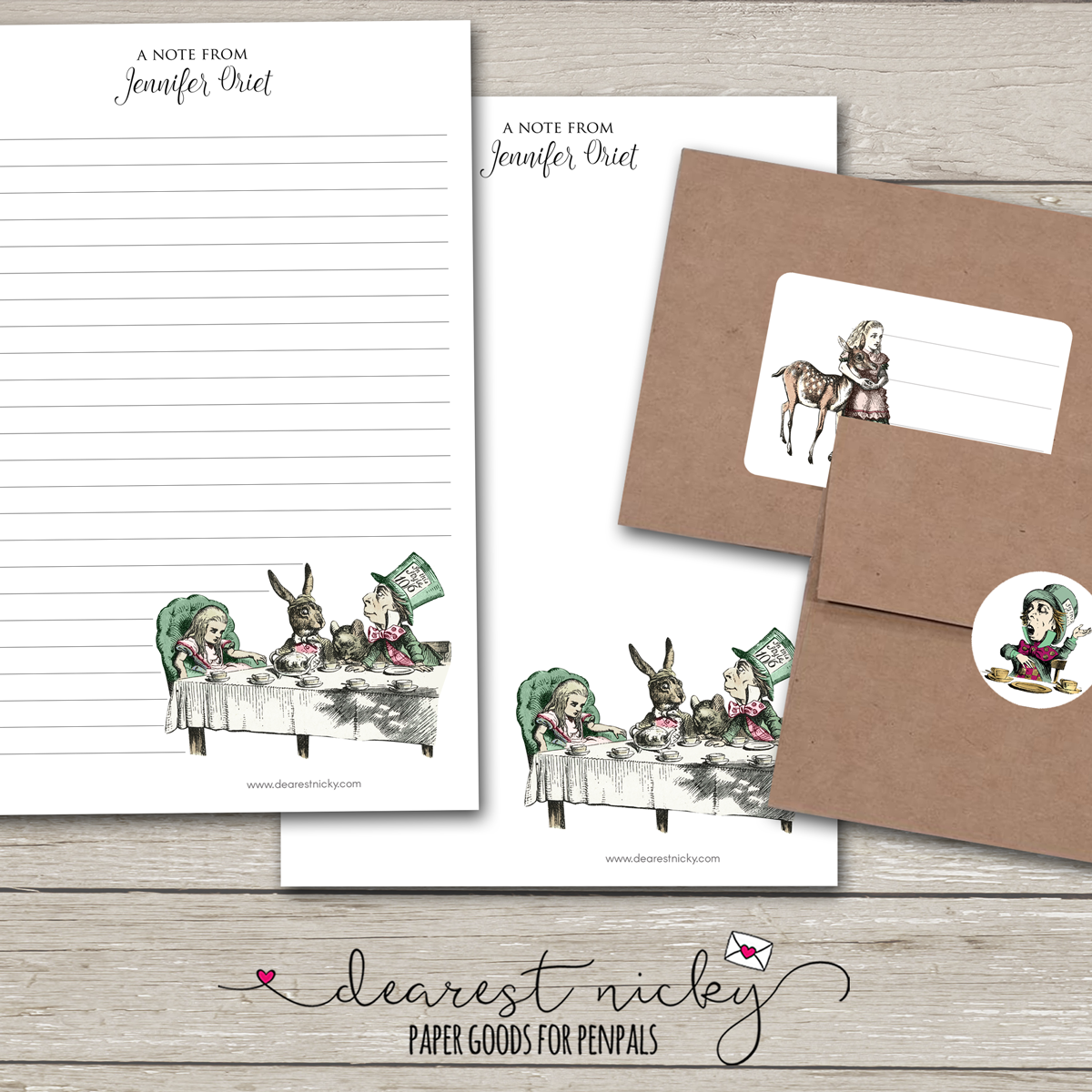 Alice In Wonderland Mailing Address Labels - Set of 16