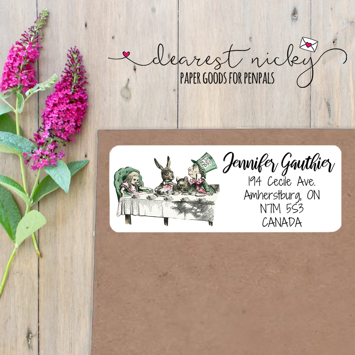 Alice in Wonderland Tea Party Custom Return Address Labels Set of 30