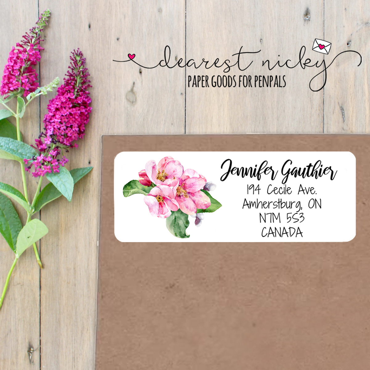 Apple Blossoms Custom Return Address Labels Set of 30