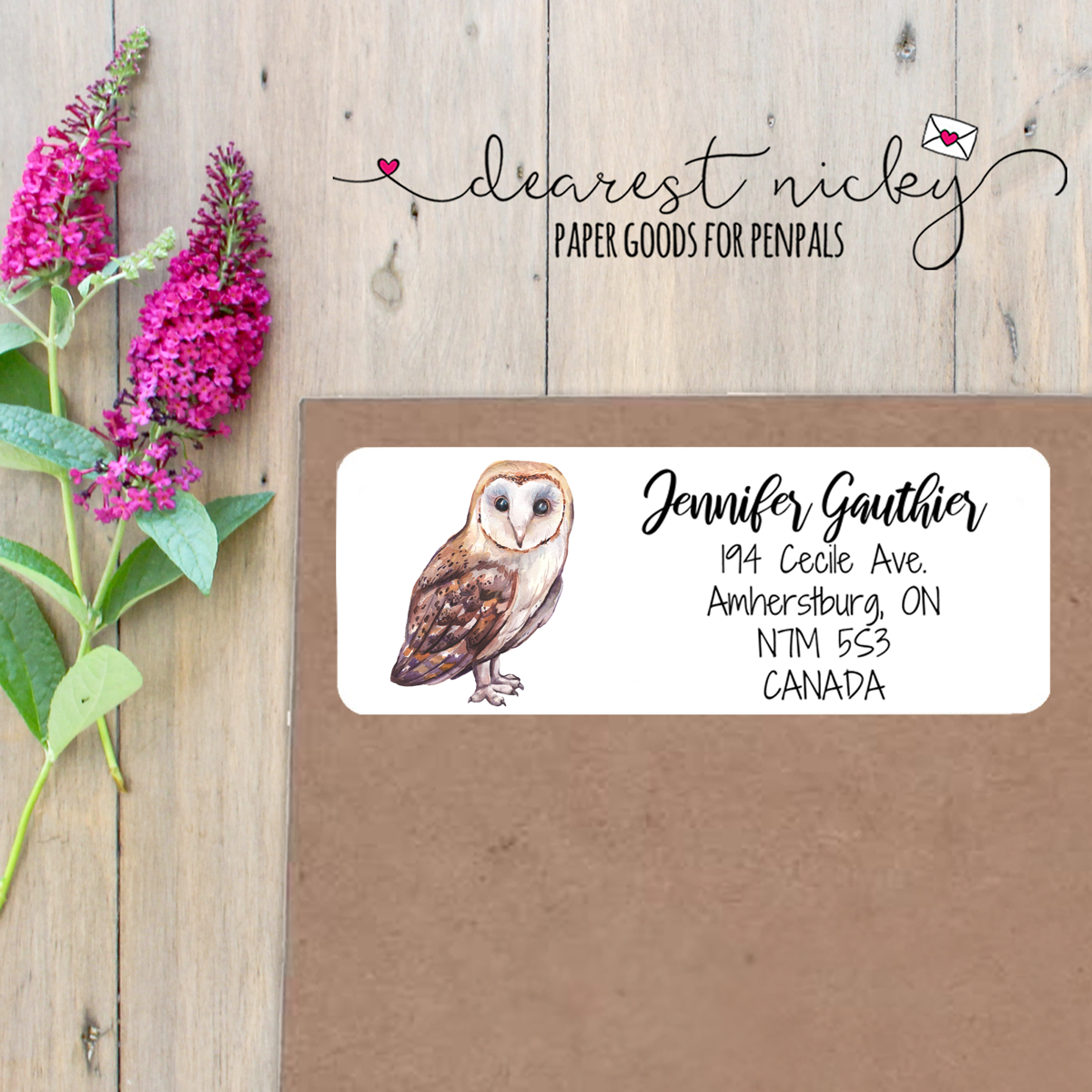 Barn Owl Custom Return Address Labels Set of 30