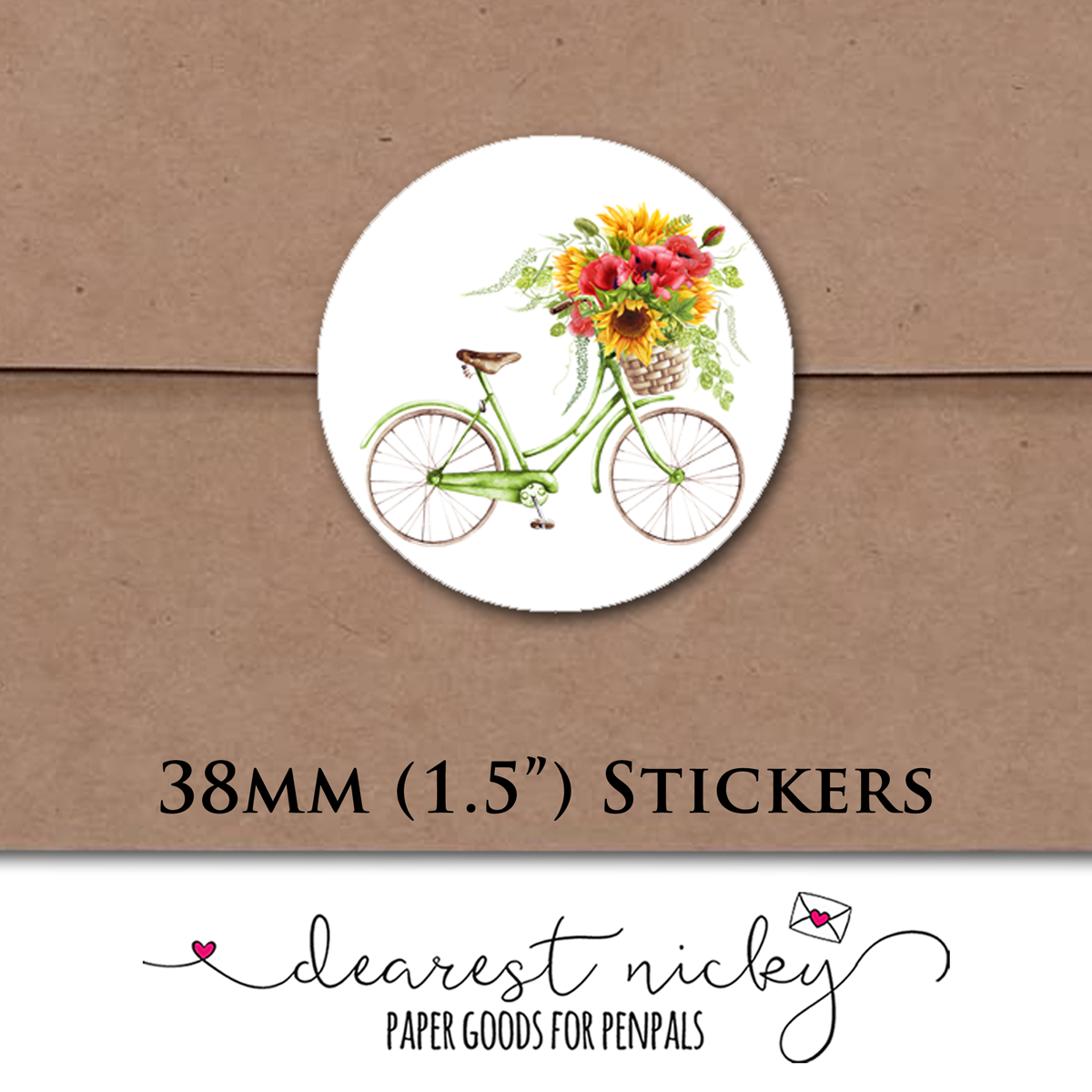 Bicycle Envelope Seals - Set of 30 Stickers