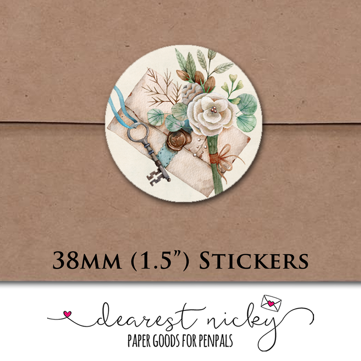 Books and Ink Envelope Seals - Set of 30 Stickers
