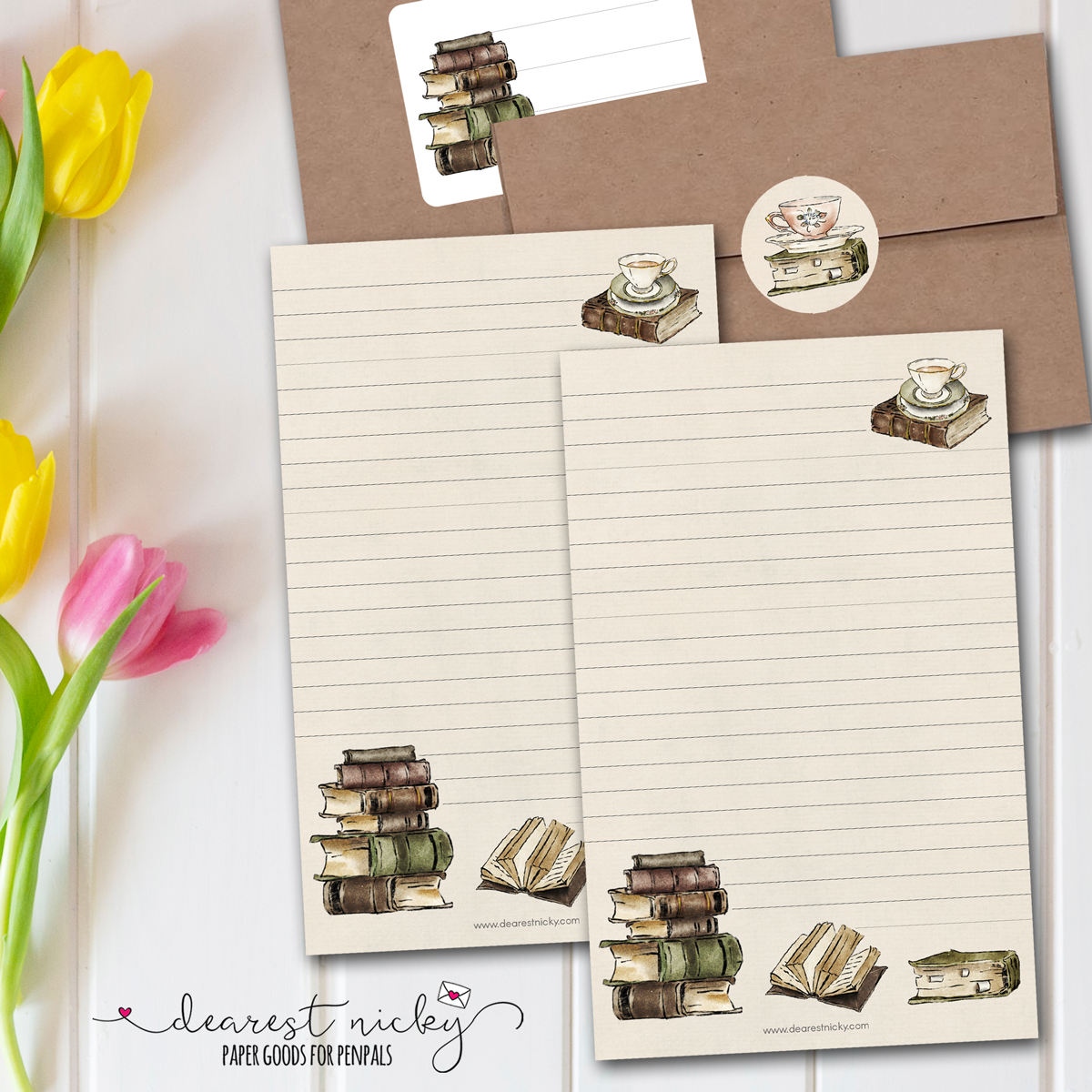 Books and Tea Mailing Address Labels - Set of 16