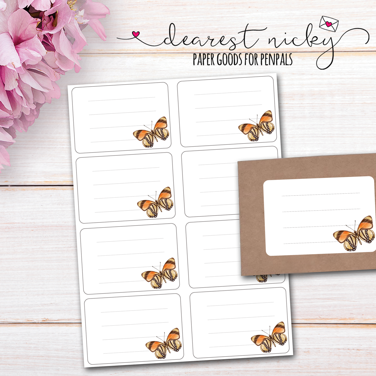 Butterflies Mailing Address Labels - Set of 16