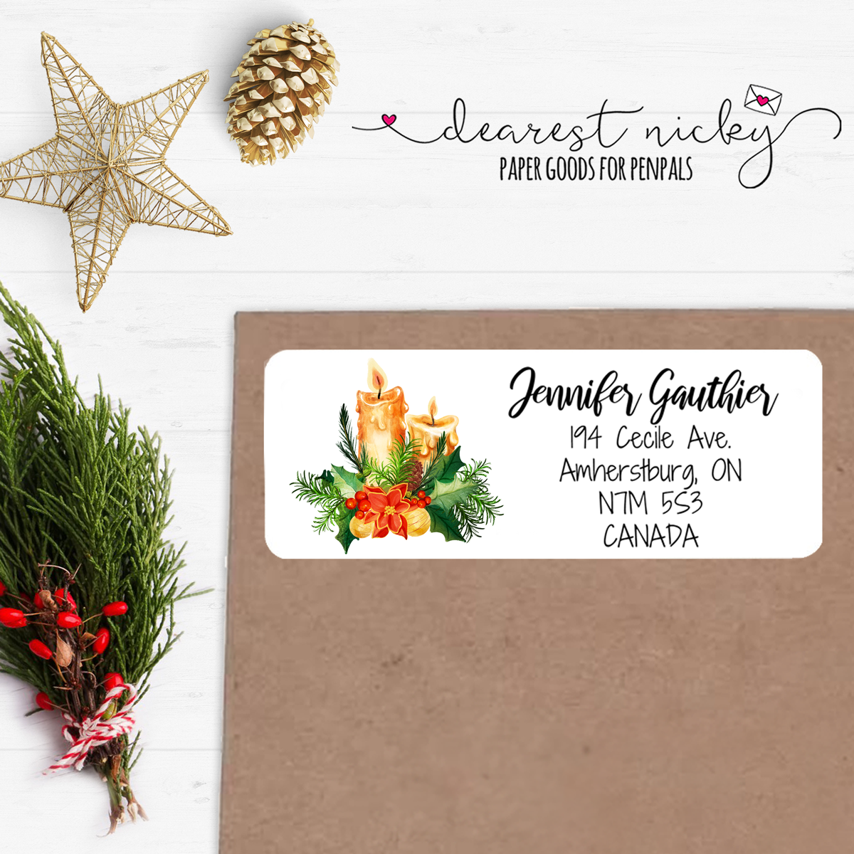 Candles Custom Return Address Labels Set of 30