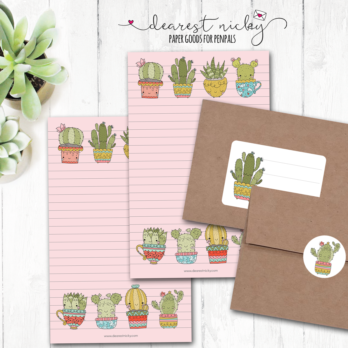 Cute Cacti Mailing Address Labels - Set of 16