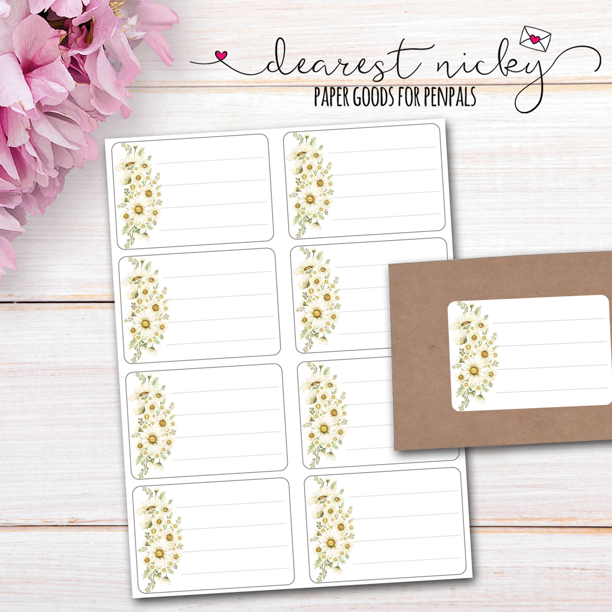 Daisies Mailing Address Labels - Set of 16