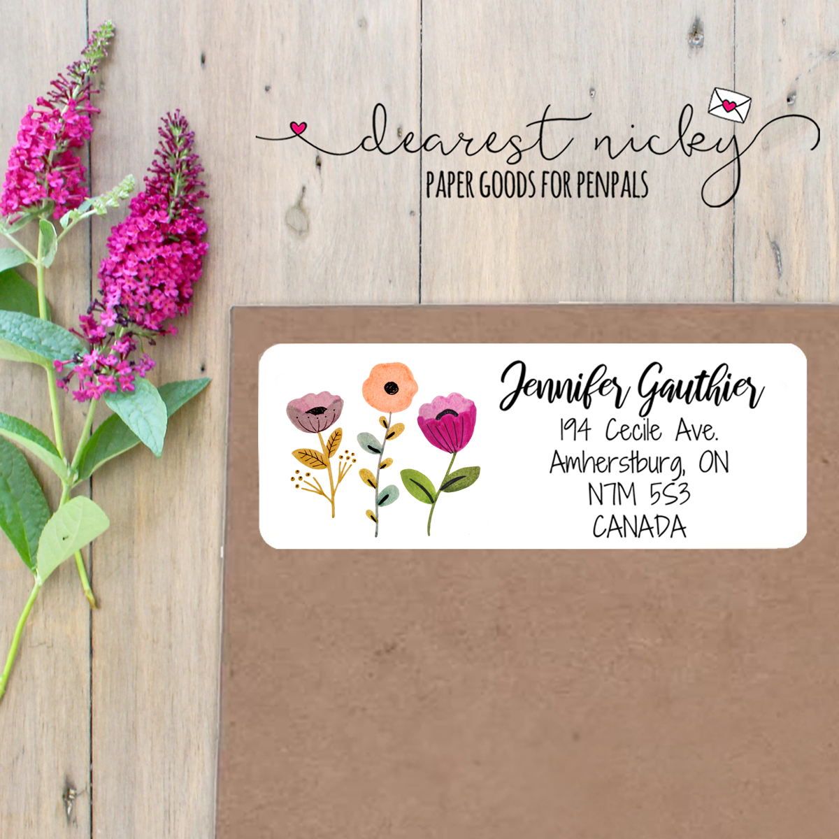 Flowers Custom Return Address Labels Set of 30
