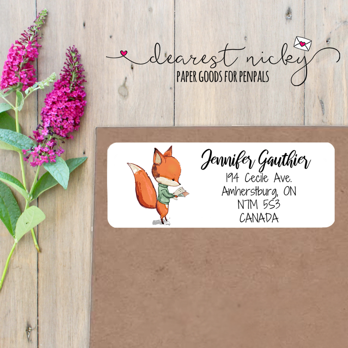 Cute Fox Custom Return Address Labels Set of 30